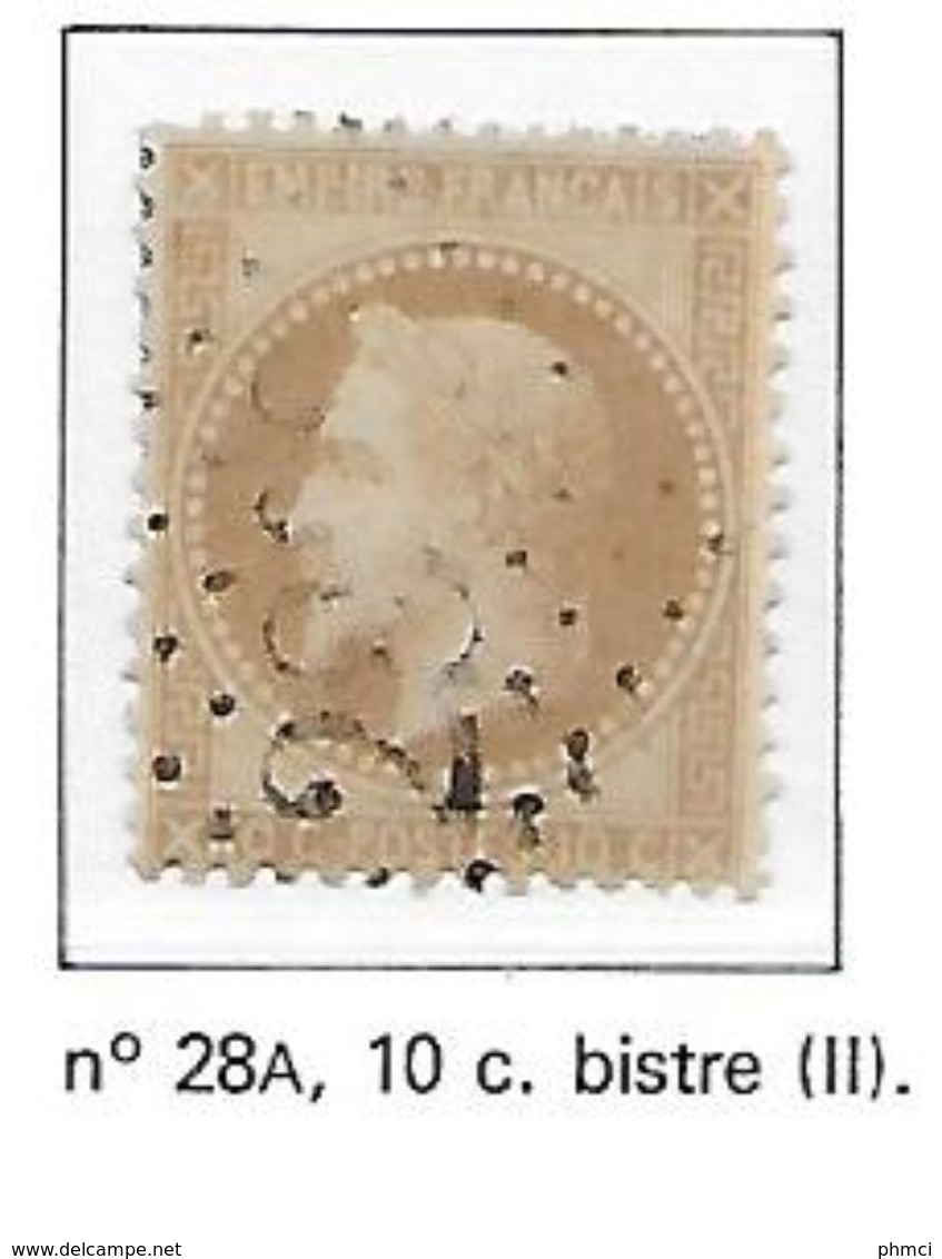 FRANCE N°28B - OBLITERATION LOSANGE PC - 1863-1870 Napoleon III With Laurels