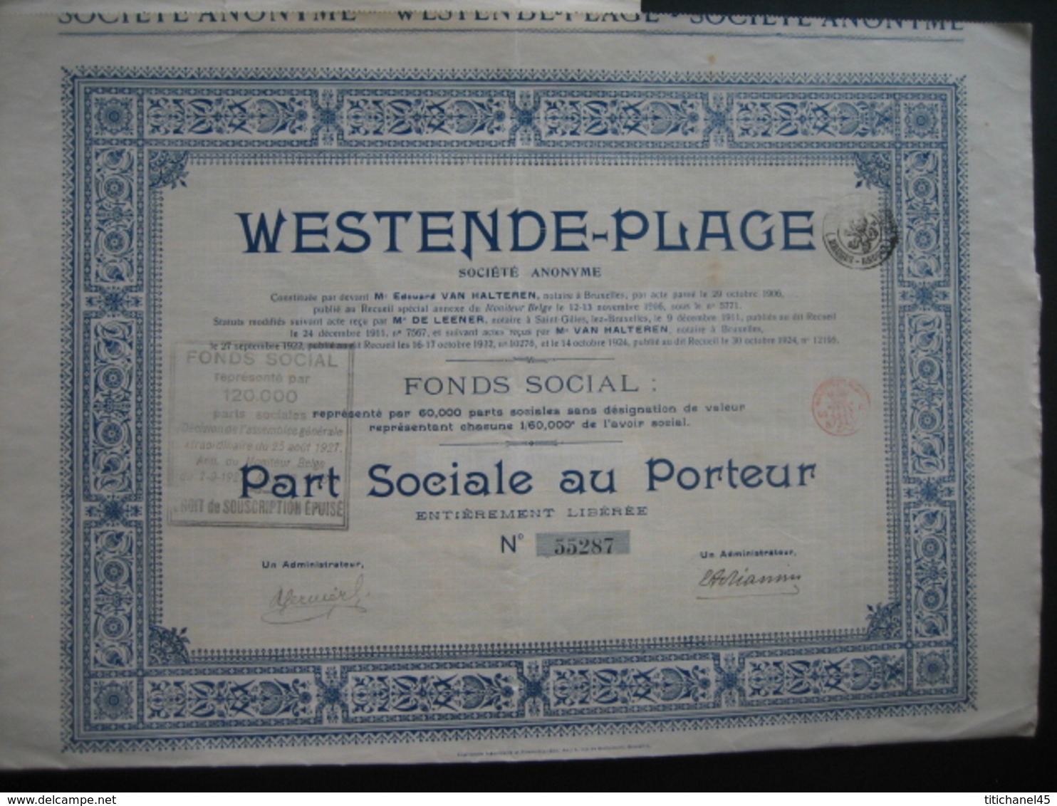 Action De 1924 BRUXELLES - WESTENDE-PLAGE - Andere & Zonder Classificatie