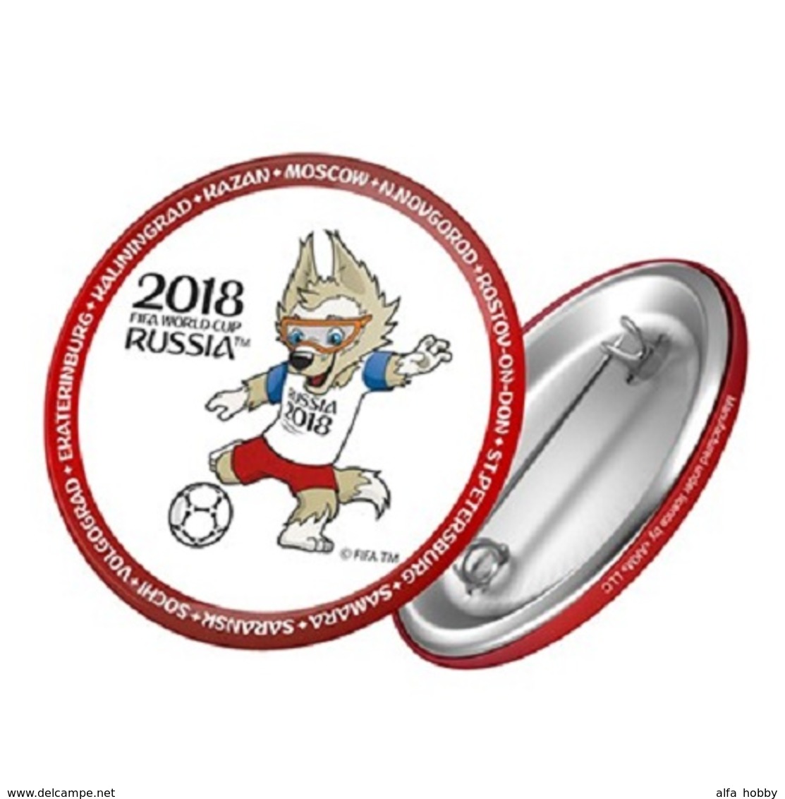 Russia 2018 World Cup 2018 Zabivaka Kicking, 44mm, White-red Patch, Badge - Football