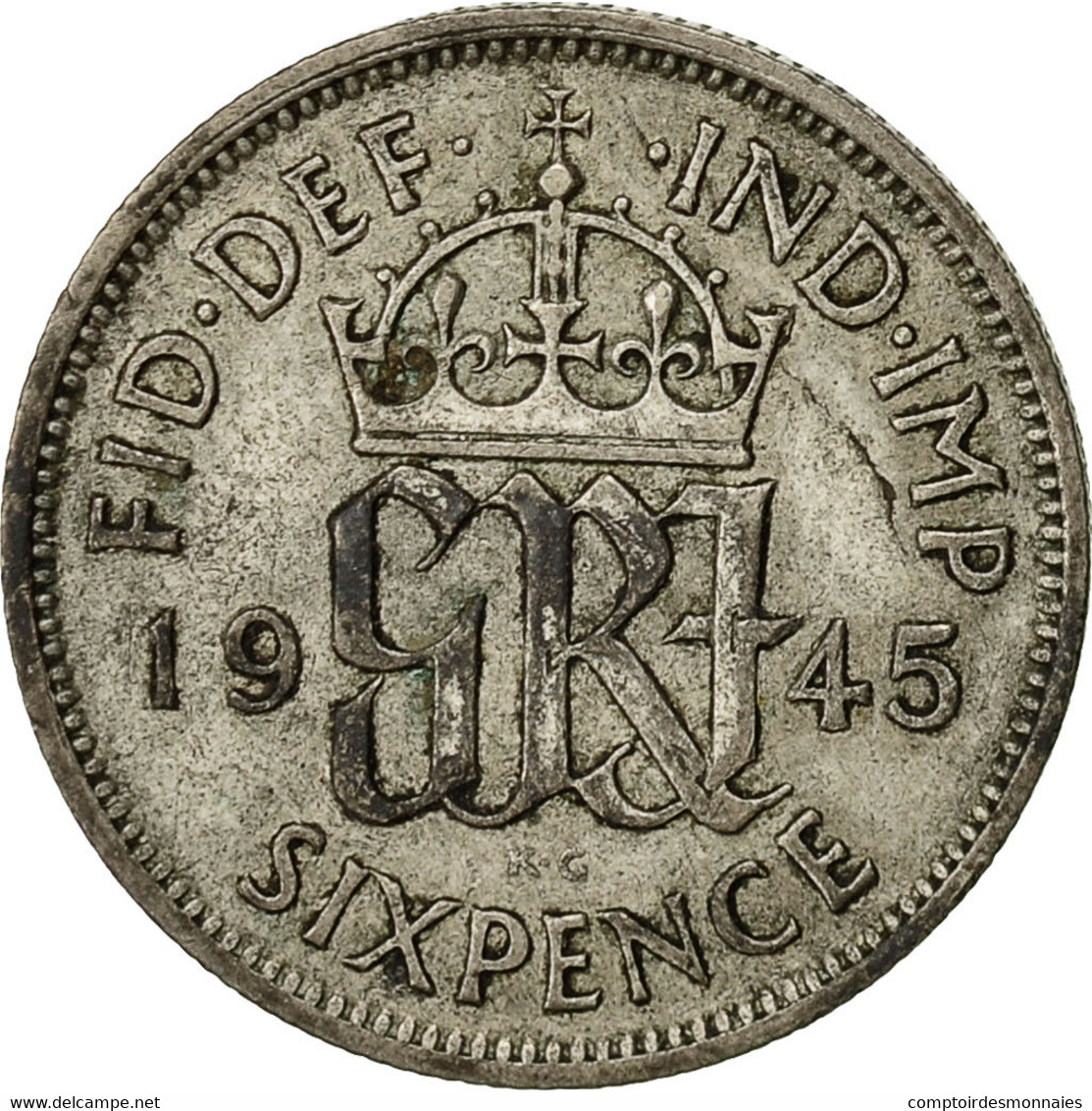 Monnaie, Grande-Bretagne, George VI, 6 Pence, 1945, TB, Argent, KM:852 - H. 6 Pence