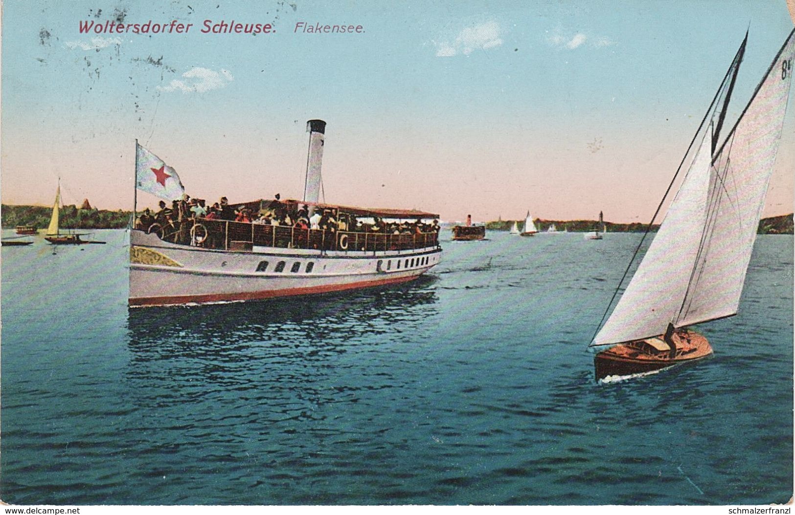 AK Woltersdorfer Schleuse Flakensee Fähre Segelboot Woltersdorf Rüdersdorf Erkner Grünheide Schöneiche Berlin Rahnsdorf - Woltersdorf