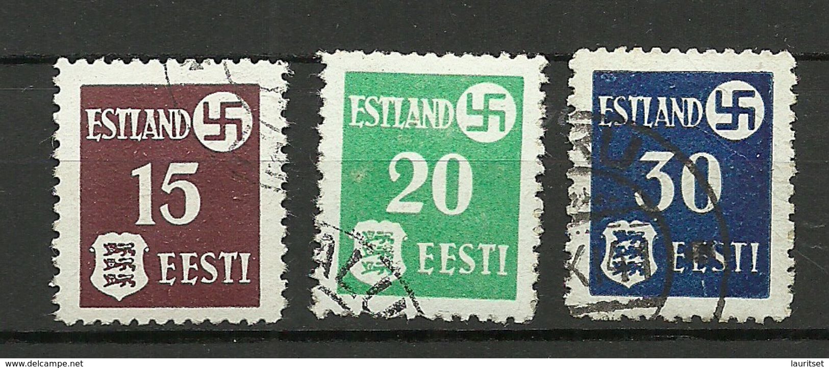 Estland Estonia 1941 Dt. Okkupation Dorpat Tartu Michel 1 - 3 X (thick Paper) O - Besetzungen 1938-45