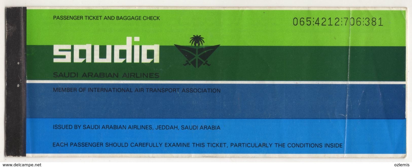 SAUDIA ARABIAN  AIRLINES 1987 TICKET - Tickets