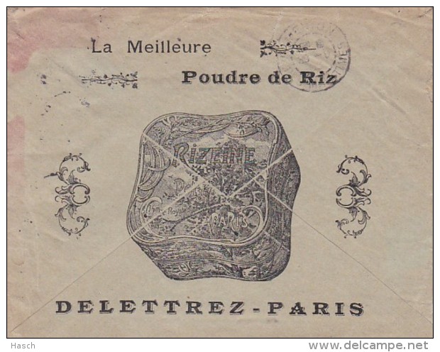 38485enveloppe Illustrée Parfumerie Delettrez Paris-Menton 28-09-1905 Avec Facture Defect - 1877-1920: Période Semi Moderne