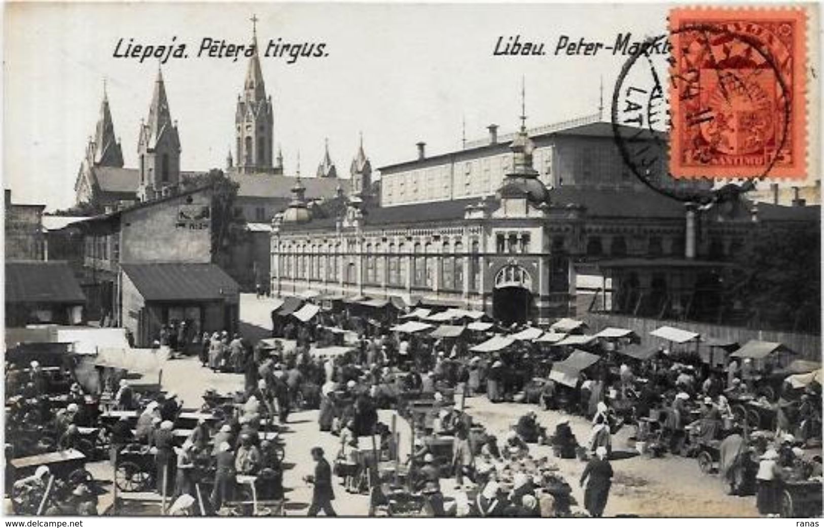 CPA Lettonie Latvia Circulé Marché  Libau - Lettonie