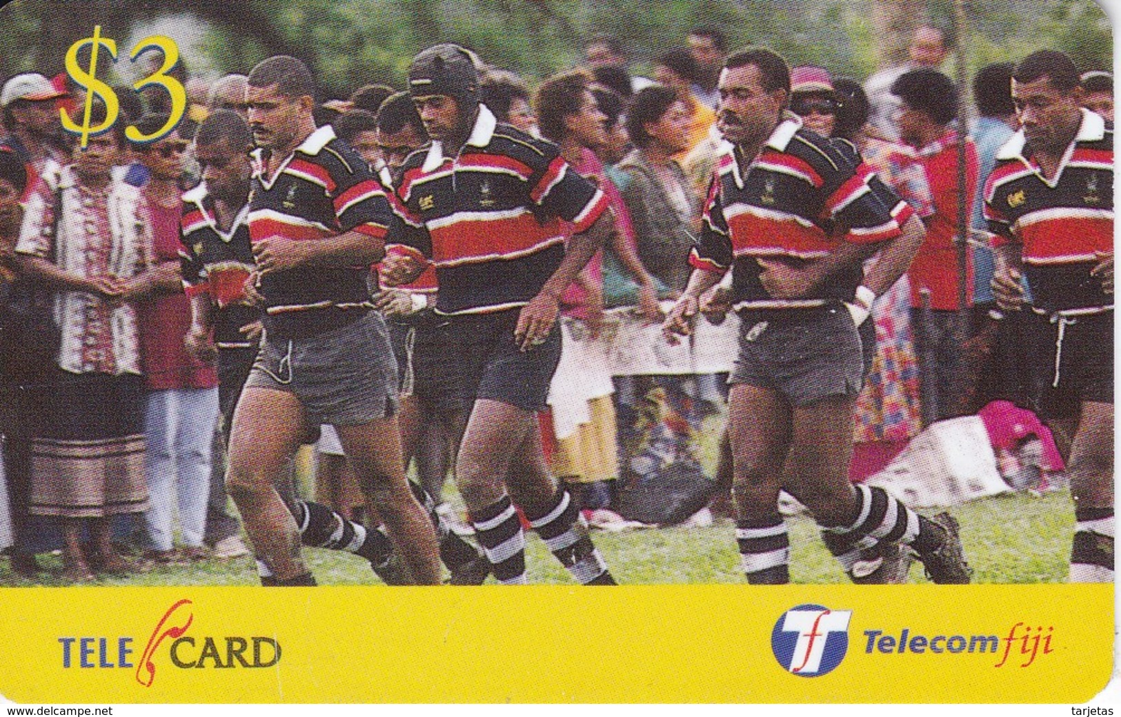 TARJETA DE LAS FIJI DE UNOS JUGADORES DE RUGBY - Fidschi