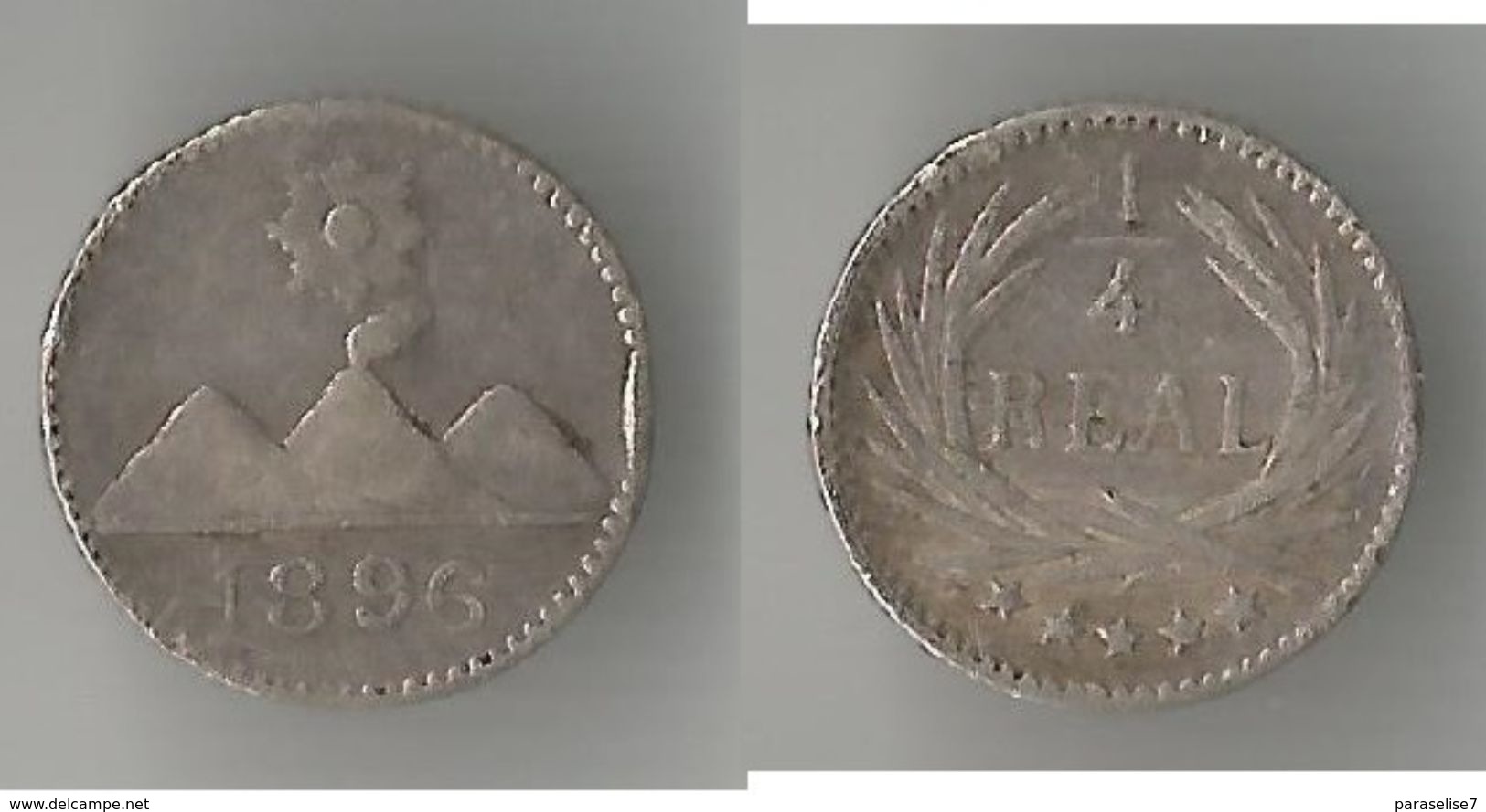 GUATEMALA  1/4  REAL 1896 ARGENT - Guatemala