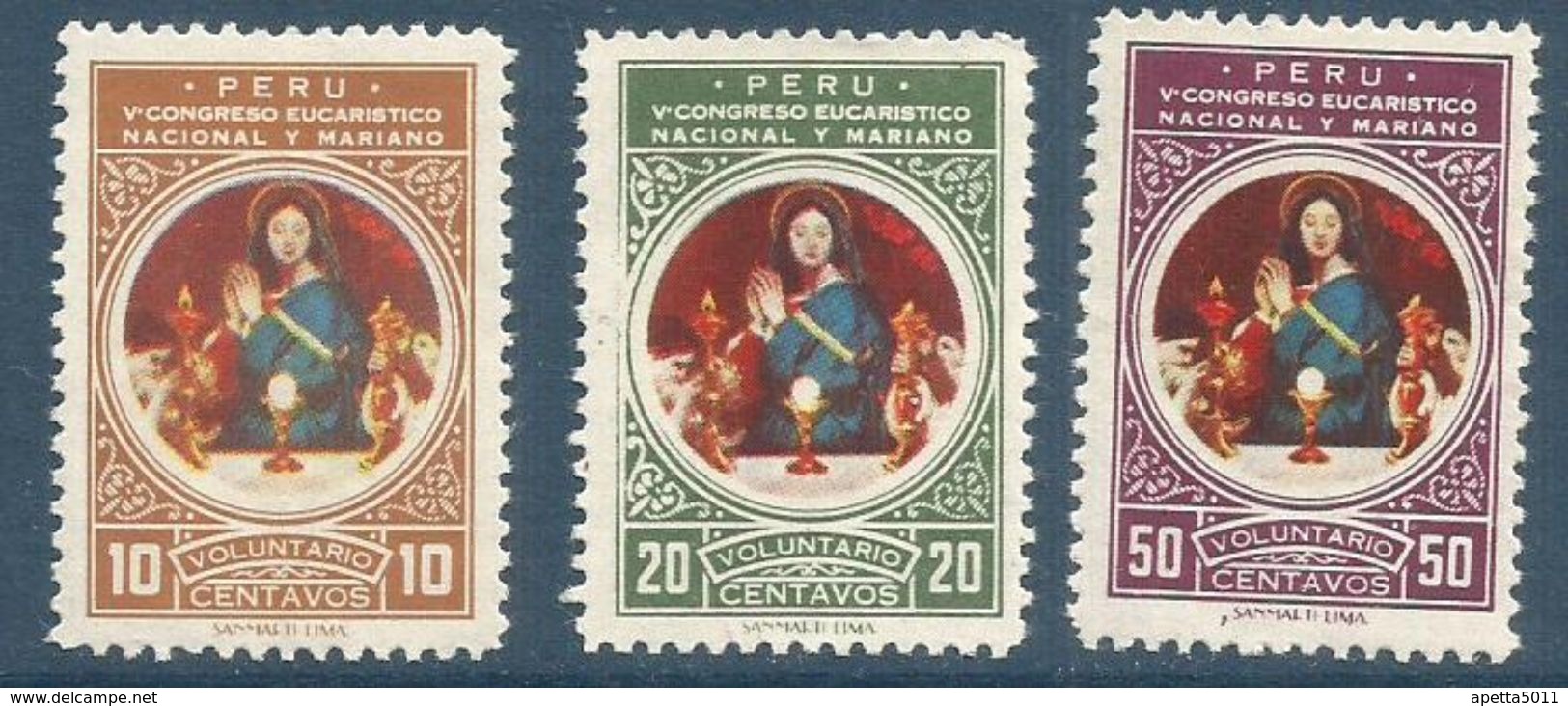 1954 PERU'   Anno Mariano Serie Completa Nuova ** MNH - Perù