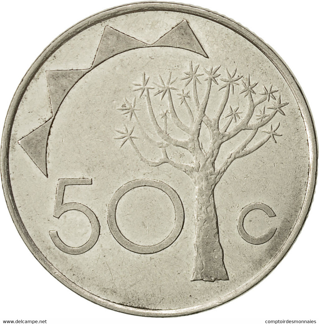 Namibia, 50 Cents, 1993, Vantaa, TTB, Nickel Plated Steel, KM:3 - Namibie