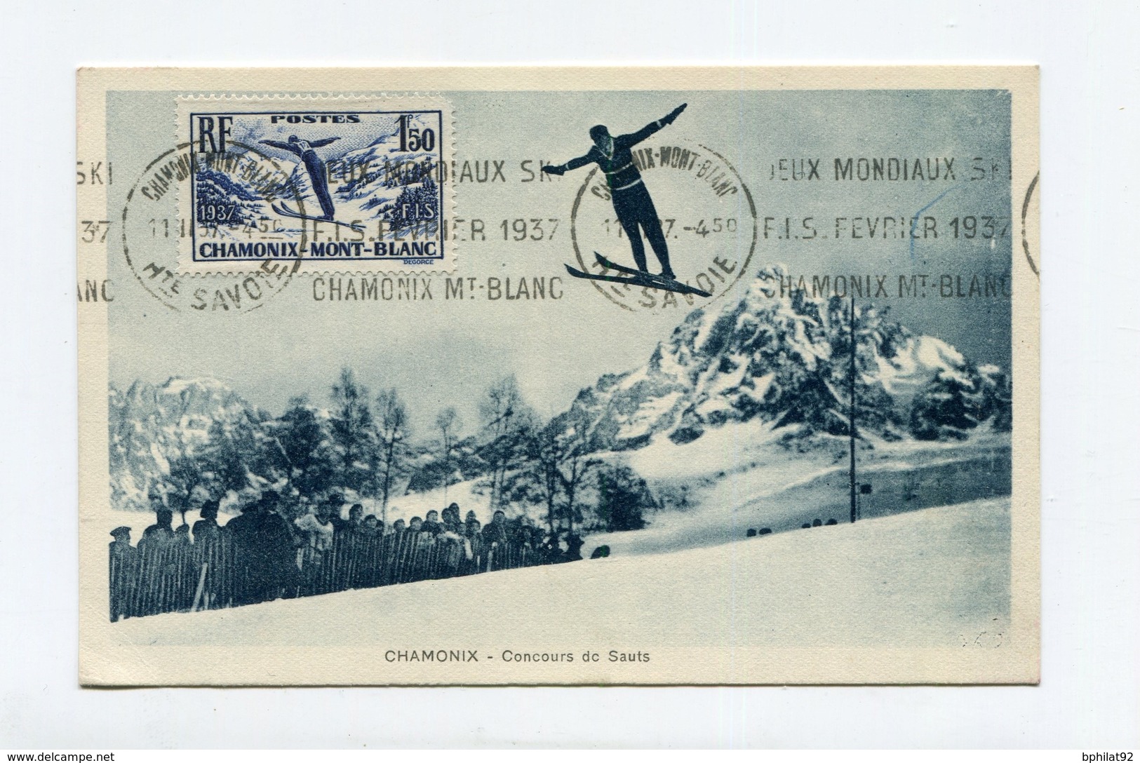 !!! CARTE MAXIMUM CHAMONIX N°334 FLAMME JEUX MONDIAUX REF A1 - 1930-1939