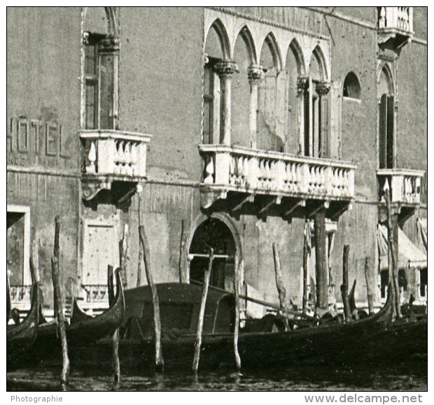 Italie Venise Perspective Du Palais &amp; Entrée Du Grand Canal Ancienne Stereo SIP Photo 1900 - Stereoscopic