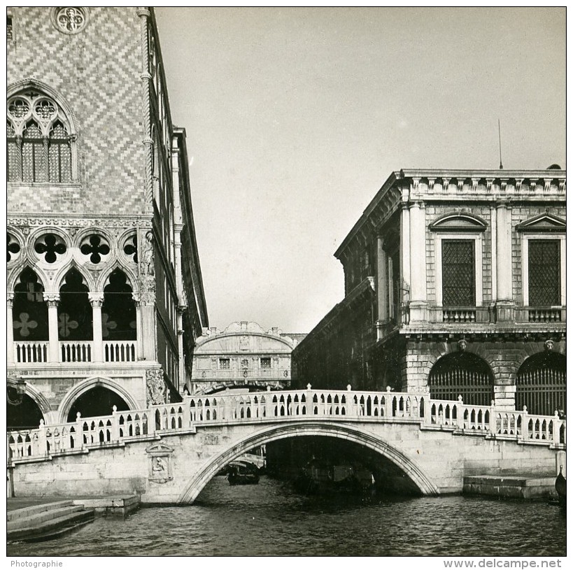 Italie Rome Ponte Della Paglia Et Des Soupirs Ancienne Stereo SIP Photo 1900 - Photos Stéréoscopiques