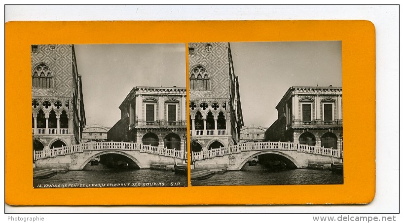 Italie Rome Ponte Della Paglia Et Des Soupirs Ancienne Stereo SIP Photo 1900 - Photos Stéréoscopiques