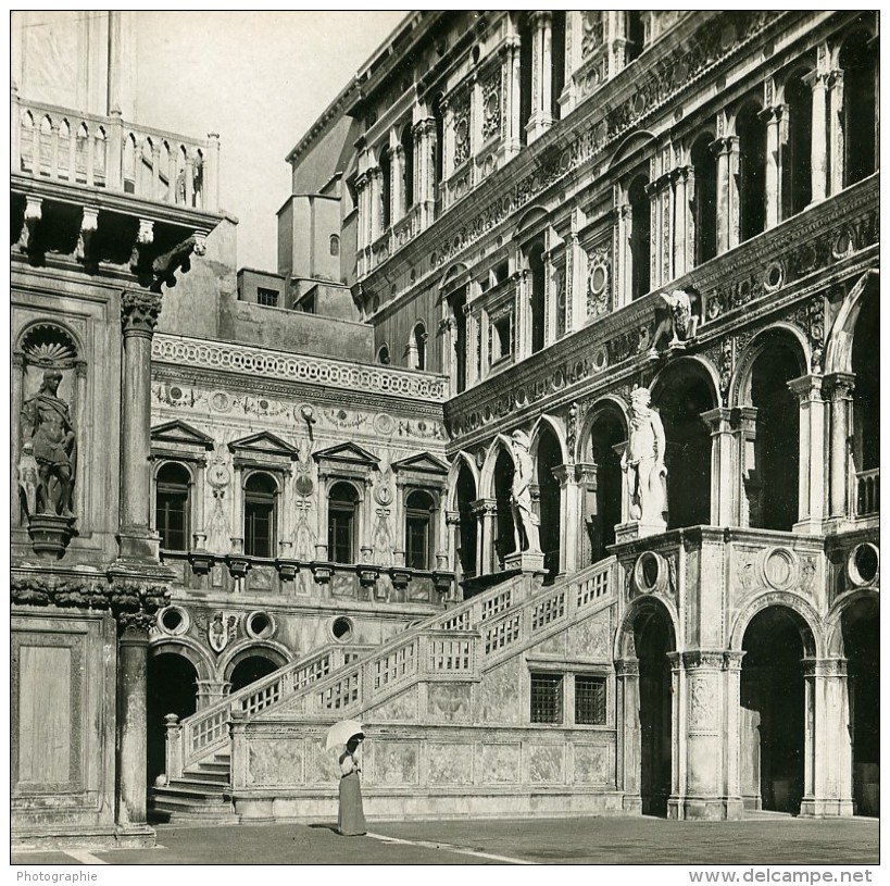 Italie Venise Palais Des Doges L' Escalier Des Géants Ancienne Stereo SIP Photo 1900 - Stereoscopic