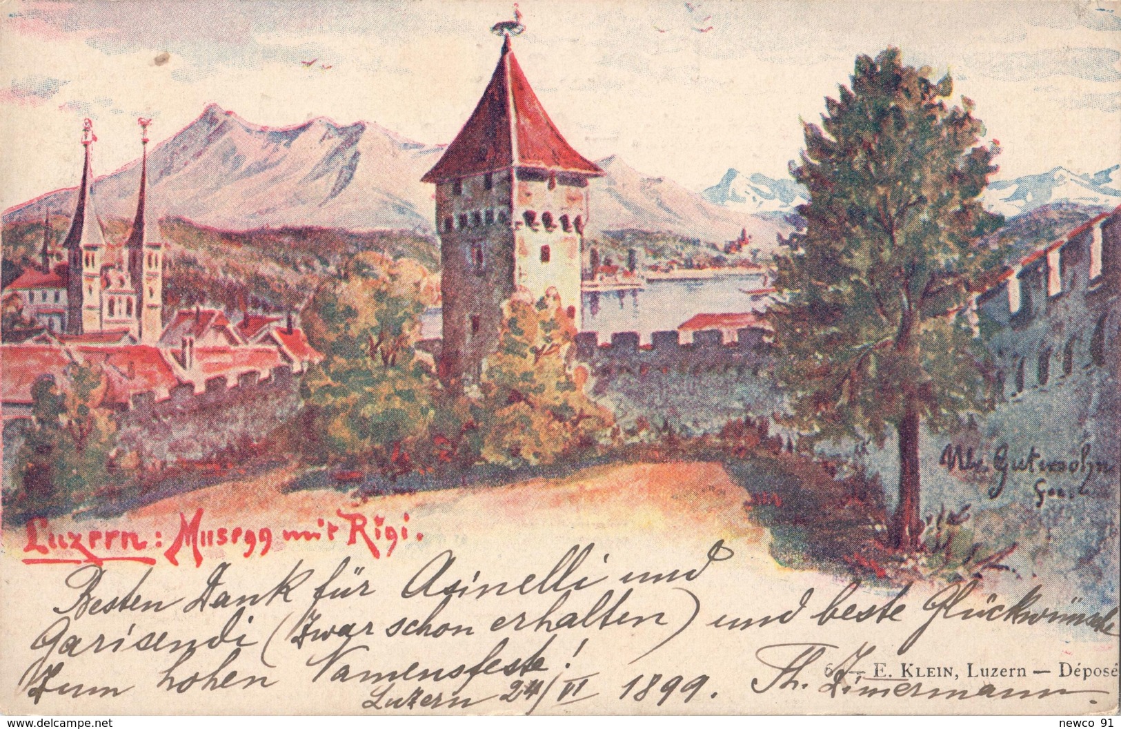 LUZERN - MUSEGG MIT RIGGI - 24.VI.1899 - Lucerna