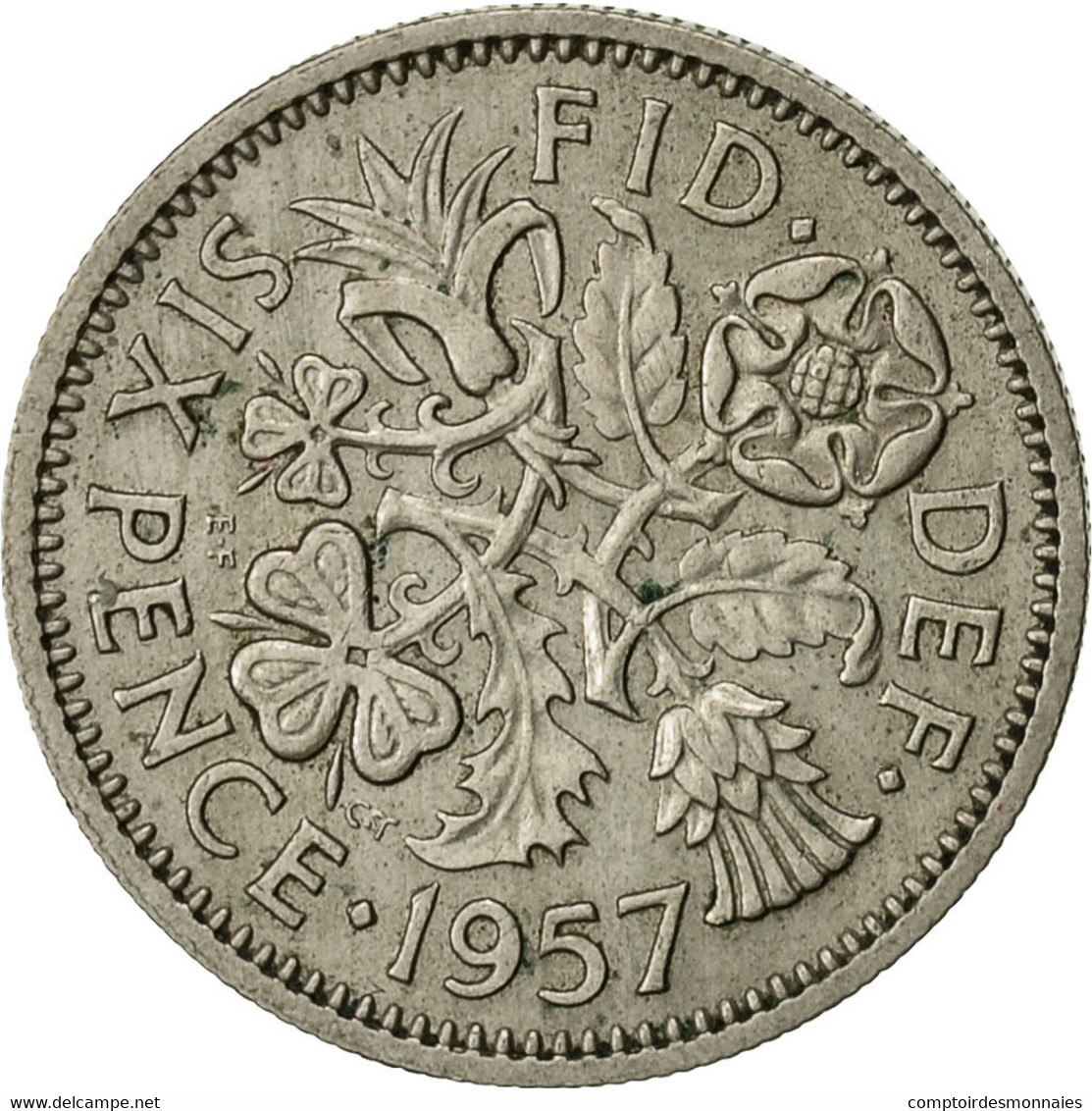 Grande-Bretagne, Elizabeth II, 6 Pence, 1957, TB+, Copper-nickel, KM:903 - H. 6 Pence