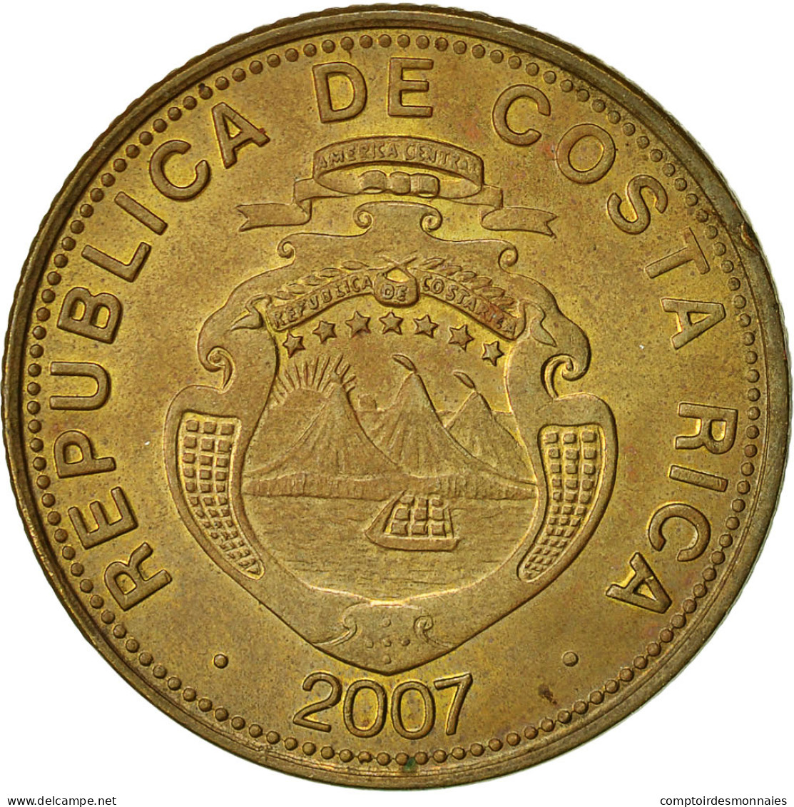 Costa Rica, 100 Colones, 2007, TTB, Brass Plated Steel, KM:240a - Costa Rica