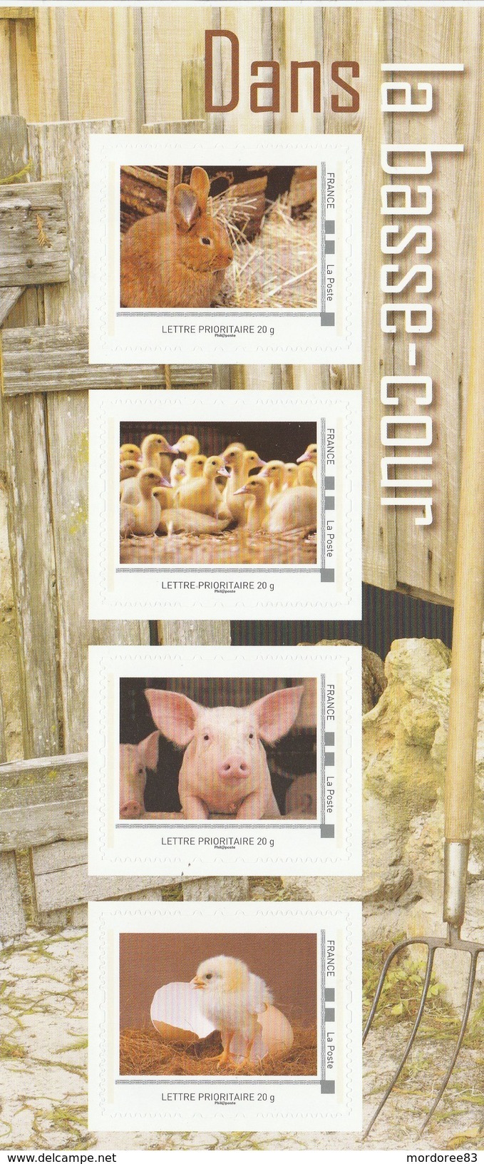 FRANCE 2013 COLLECTOR 4 TIMBRES DANS LA BASSE COUR-ANIMAUX DE LA FERME -                                          TDA254 - Collectors