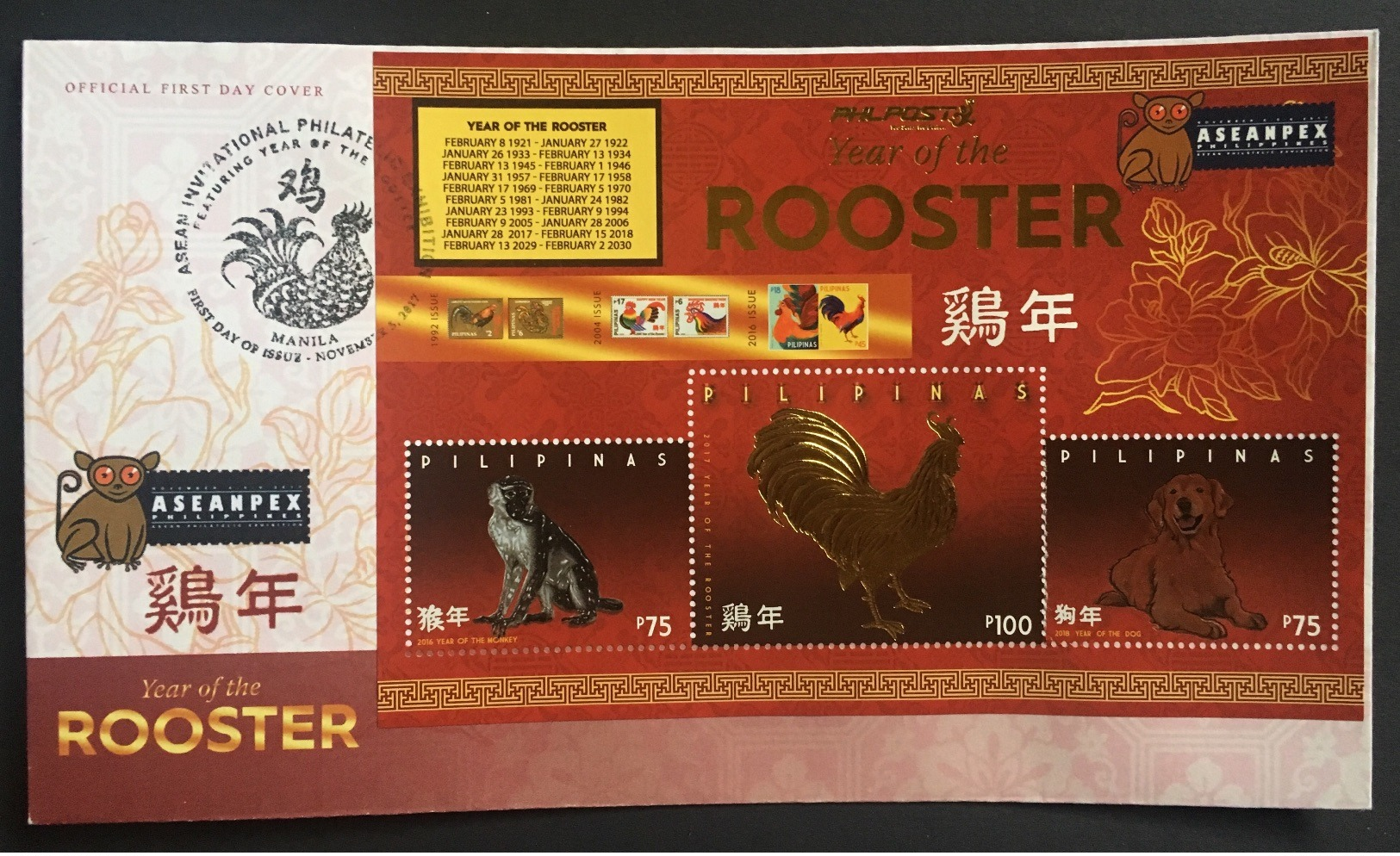 FDC Philippines 2017 - Year Of The Rooster SS - Año Nuevo Chino
