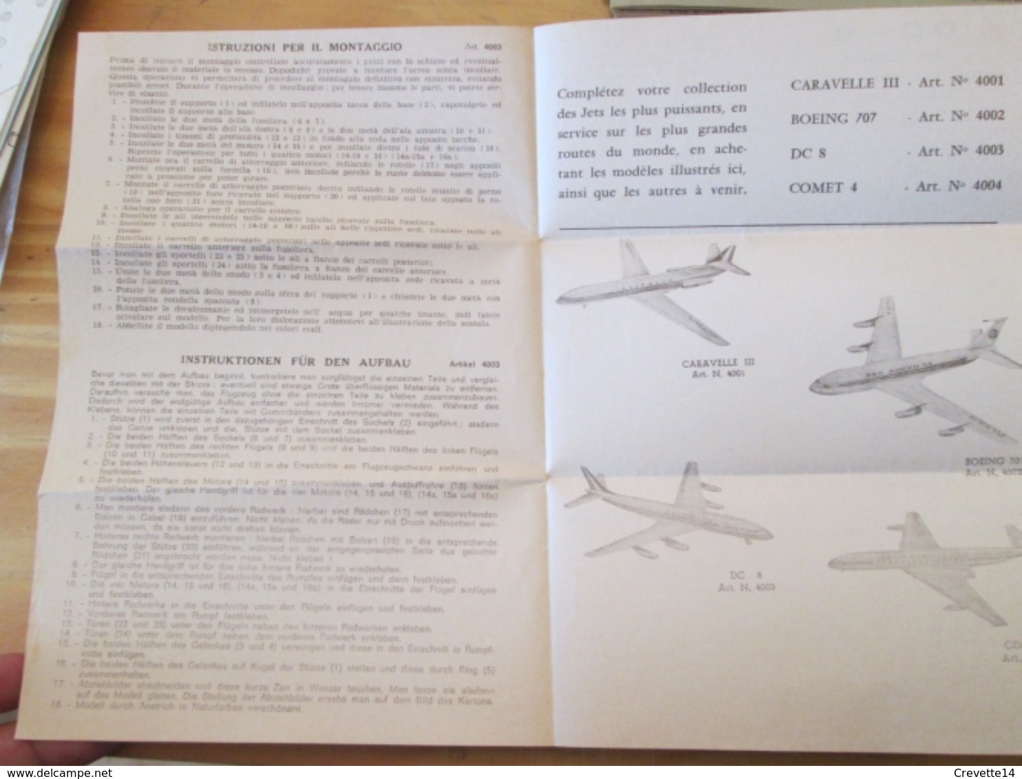 Rare : NOTICE DE MONTAGE Années 60 Pour Maquette Plastique MARQUE INCONNUE : DC-8 1/208e - Aviones