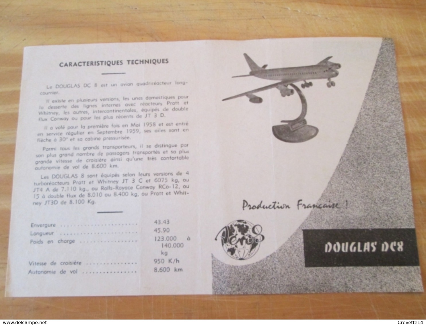 Rare : NOTICE DE MONTAGE Années 60 Pour Maquette Plastique AEROS : DOUGLAS DC-8 - Aviones