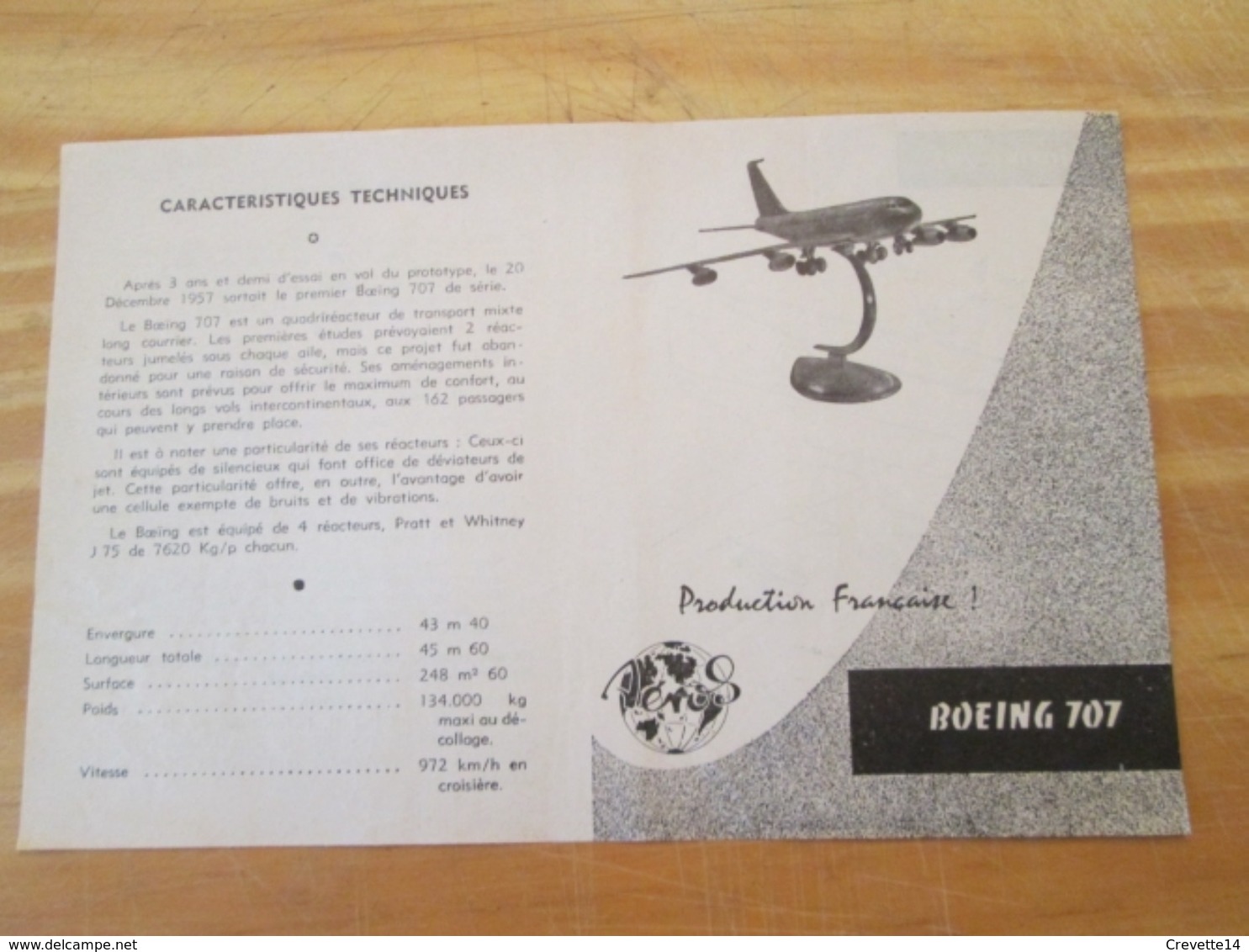 Rare : NOTICE DE MONTAGE Années 60 Pour Maquette Plastique AEROS : BOEING 707 - Vliegtuigen