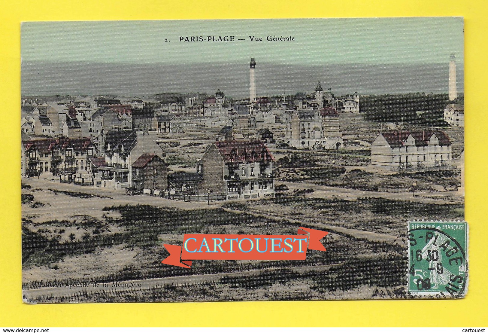 CPA 62 TOUQUET PARIS PLAGE - Vue Générale 1909 ( Toilée ) - Le Touquet