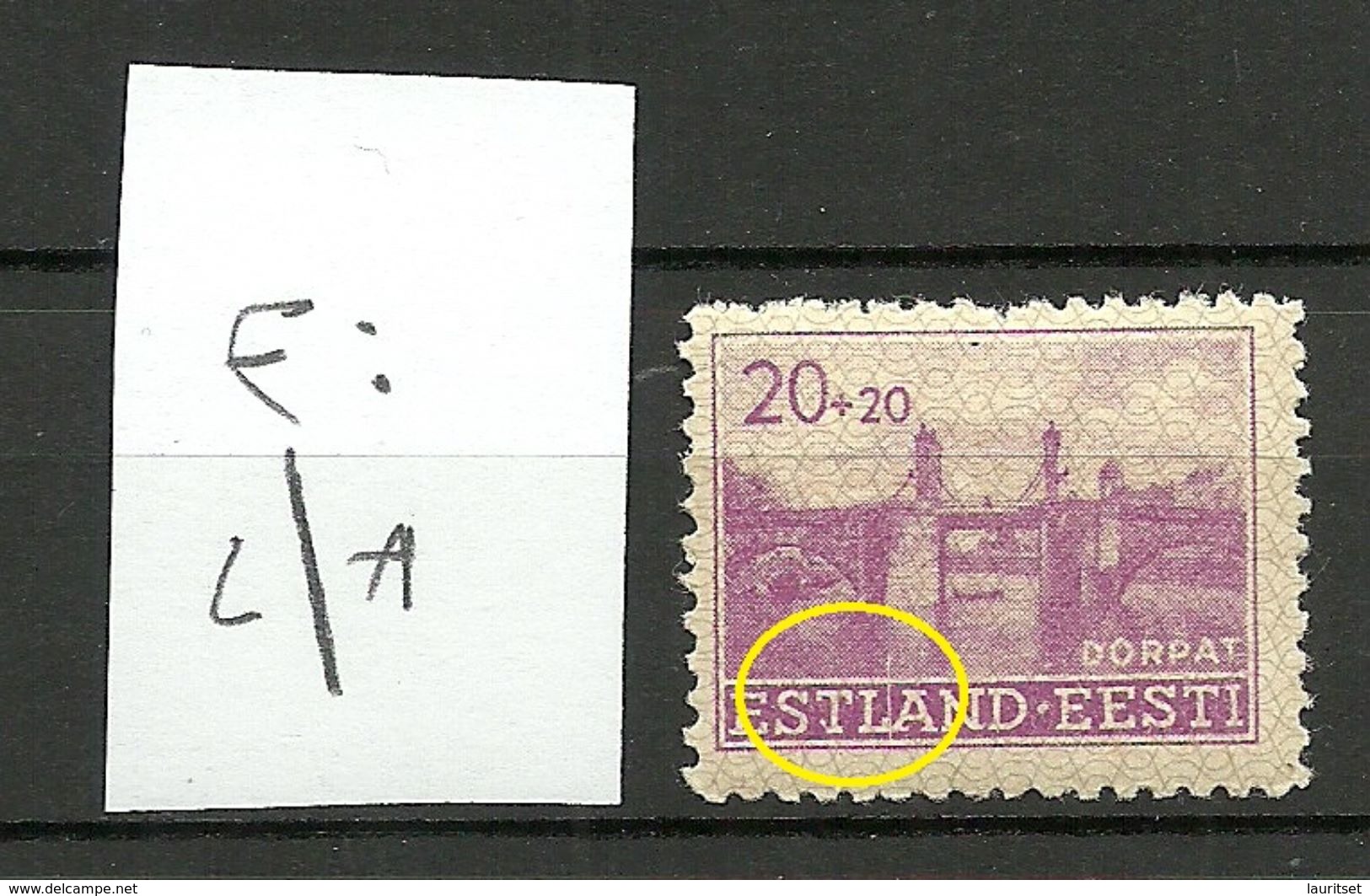 Estland Estonia 1941 Dt. Okkupation Wiederaufbau Michel 5 + ERROR Druckabart * - Occupation 1938-45