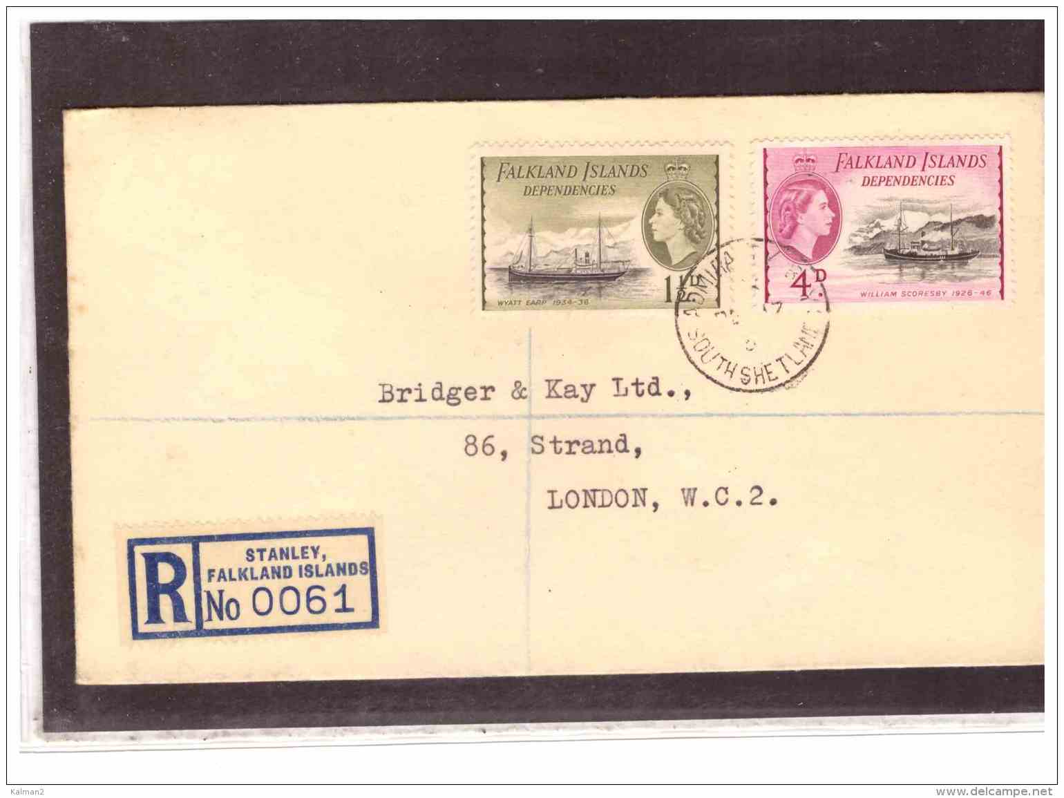 7147   - STANLEY ( Falklands Islands)  -  BASE: BAJ ADMIRALITY   -    REGISTERED COVER TO LONDON - Basi Scientifiche