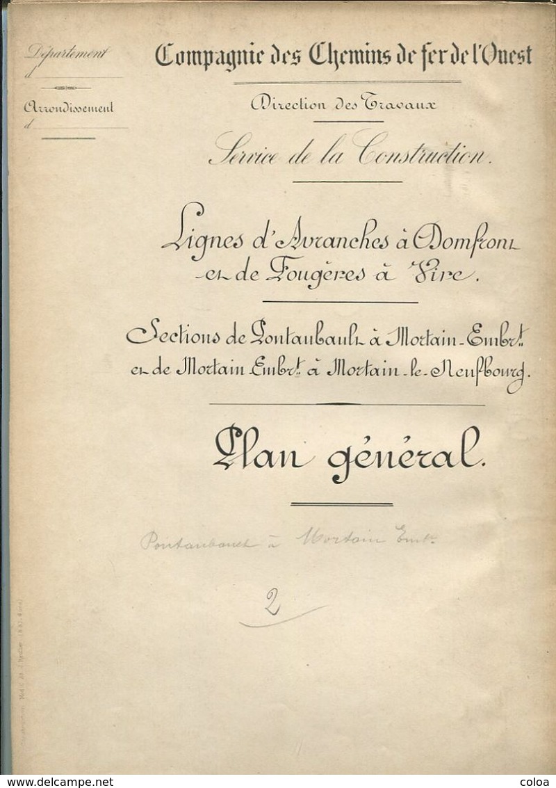 Compagnie Des Chemins De Fer De L’Ouest Ligne D’Avranches à Domfront Et De Fougères à Vire - Europe