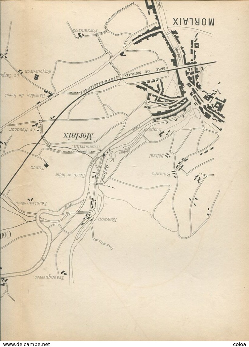 Chemins De Fer De L’Ouest Ligne De Morlaix  à Roscoff Plan Général Et Profil En Long 1884 - Europe