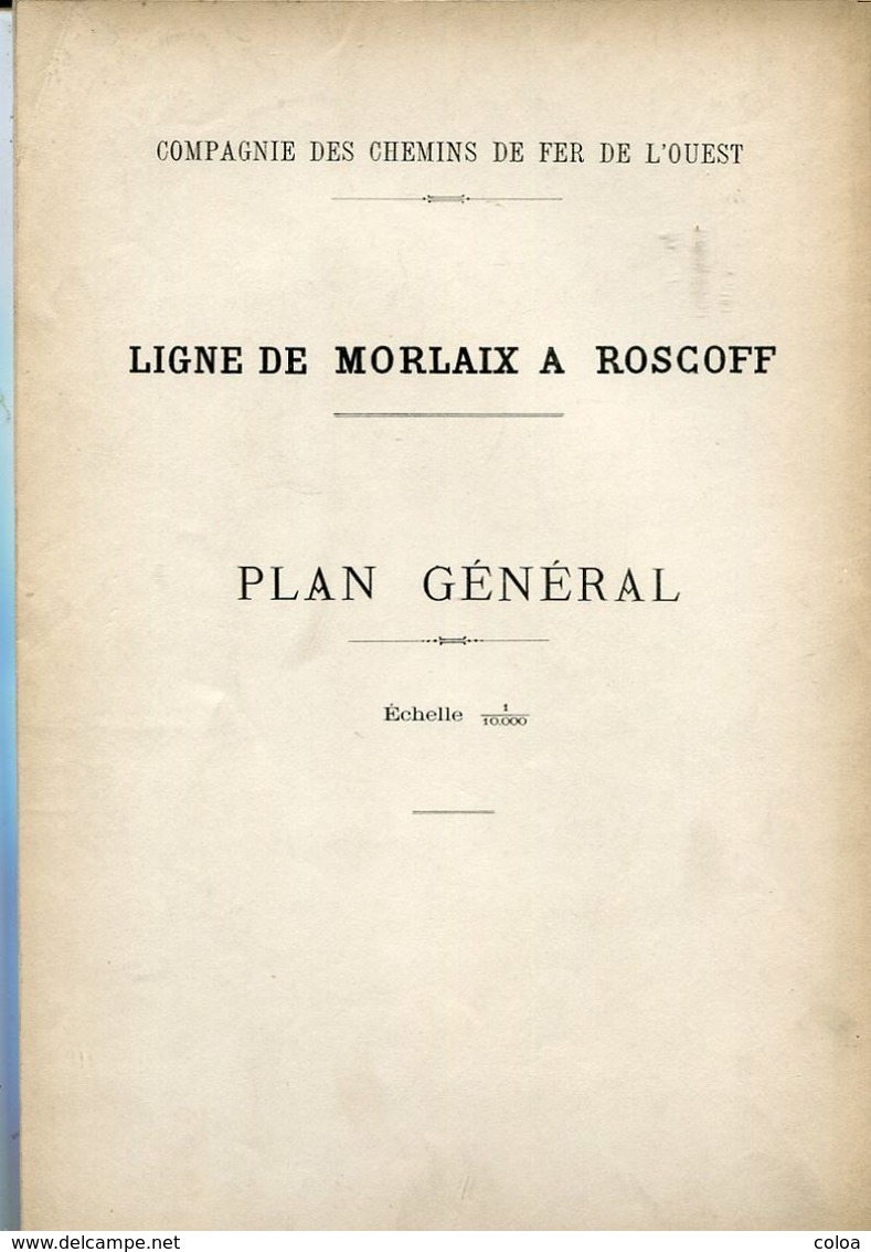 Chemins De Fer De L’Ouest Ligne De Morlaix  à Roscoff Plan Général Et Profil En Long 1884 - Europe