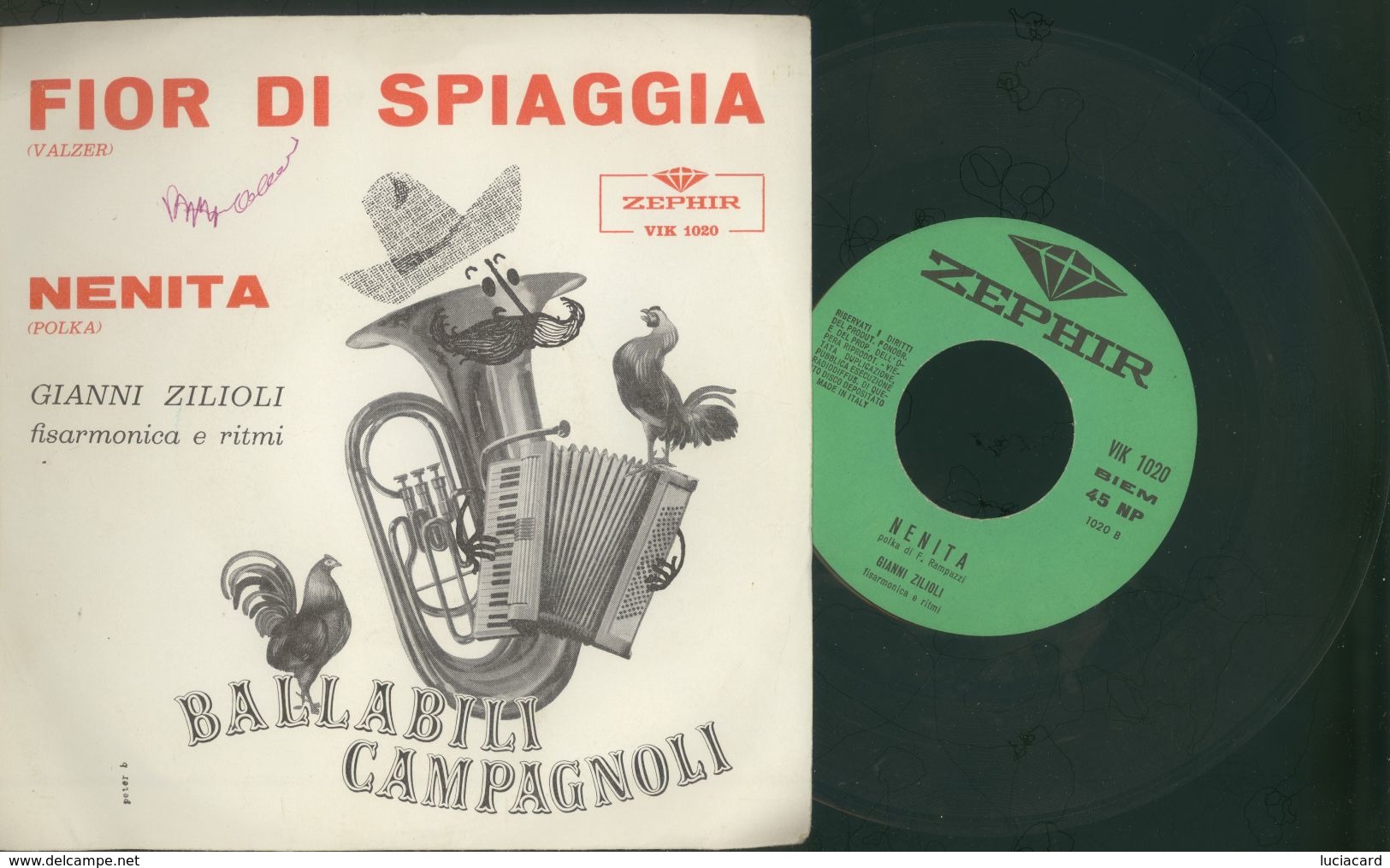 GIANNI ZILIOLI FISARMONICA E RITMI -FIOR DI SPIAGGIA -NENITA -DISCO VINILE - Strumentali