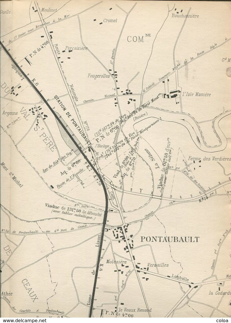 Chemins De Fer De L’Ouest Ligne D’Avranches à Domfront Et De Fougères à Vire Plan Général 1889 - Europe