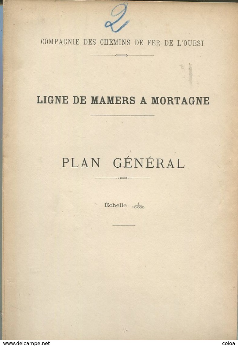 Chemins De Fer De L’Ouest Ligne De Mamers  à Mortagne Plan Général, 1884 - Europe