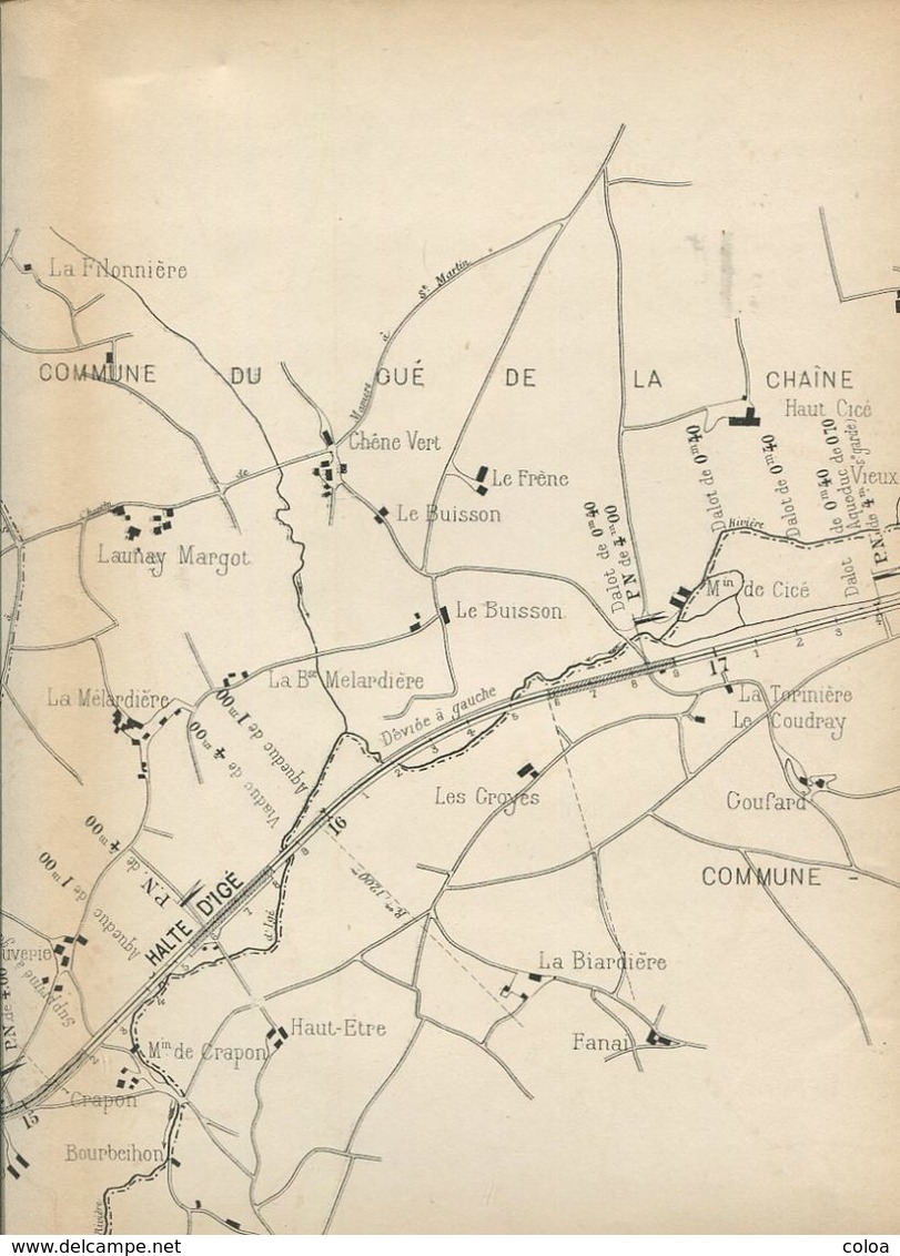 Chemins De Fer De L’Ouest Ligne De Mamers  à Mortagne Plan Général, 1884 - Europe