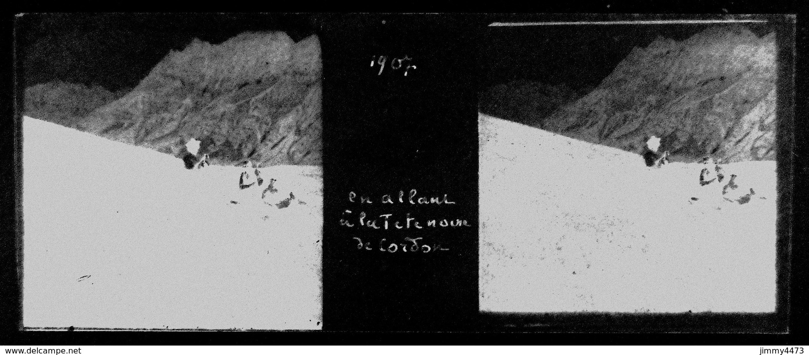 En Allant à La Tête Noire De Cordon 74 Savoie En 1907 - Plaque De Verre En Stéréo - Taille 43 X 107 Mlls - Plaques De Verre