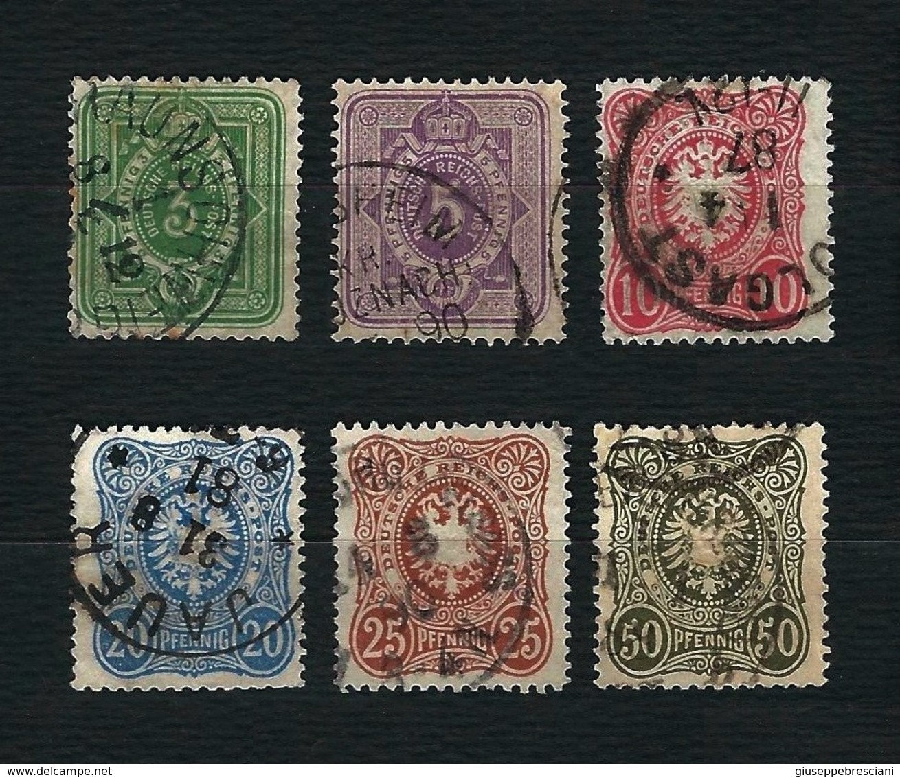 GERMANIA 1880 - Cifra, Corona, Aquila Imperiale Con Nastro In Ovale - 6 Valori In "PFENNIG" - Michel DR 39-44 - Usati