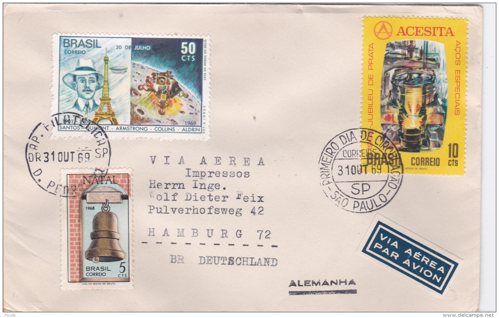 Brazil FDC 1969 25th Anniversary Of Acesita Steel Works  - Tear/wear From Postal Transit (G92-11) - FDC