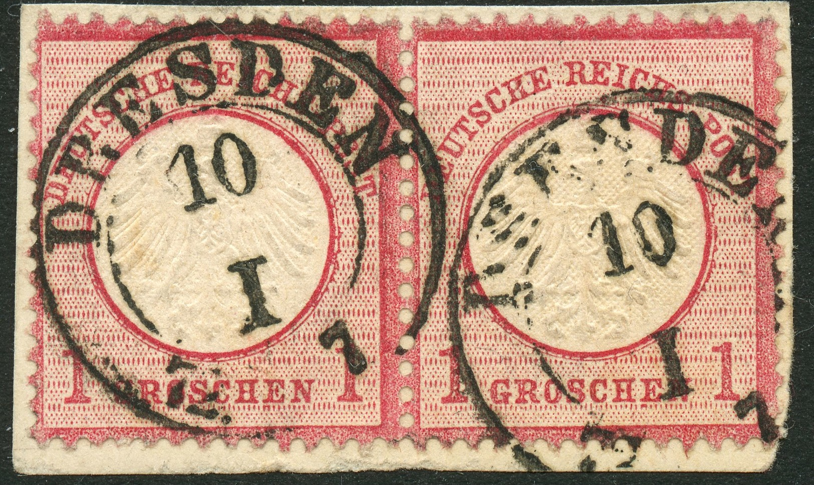 Nr. 19 Paar Briefstück Sachsenstempel "DRESDEN" - Used Stamps