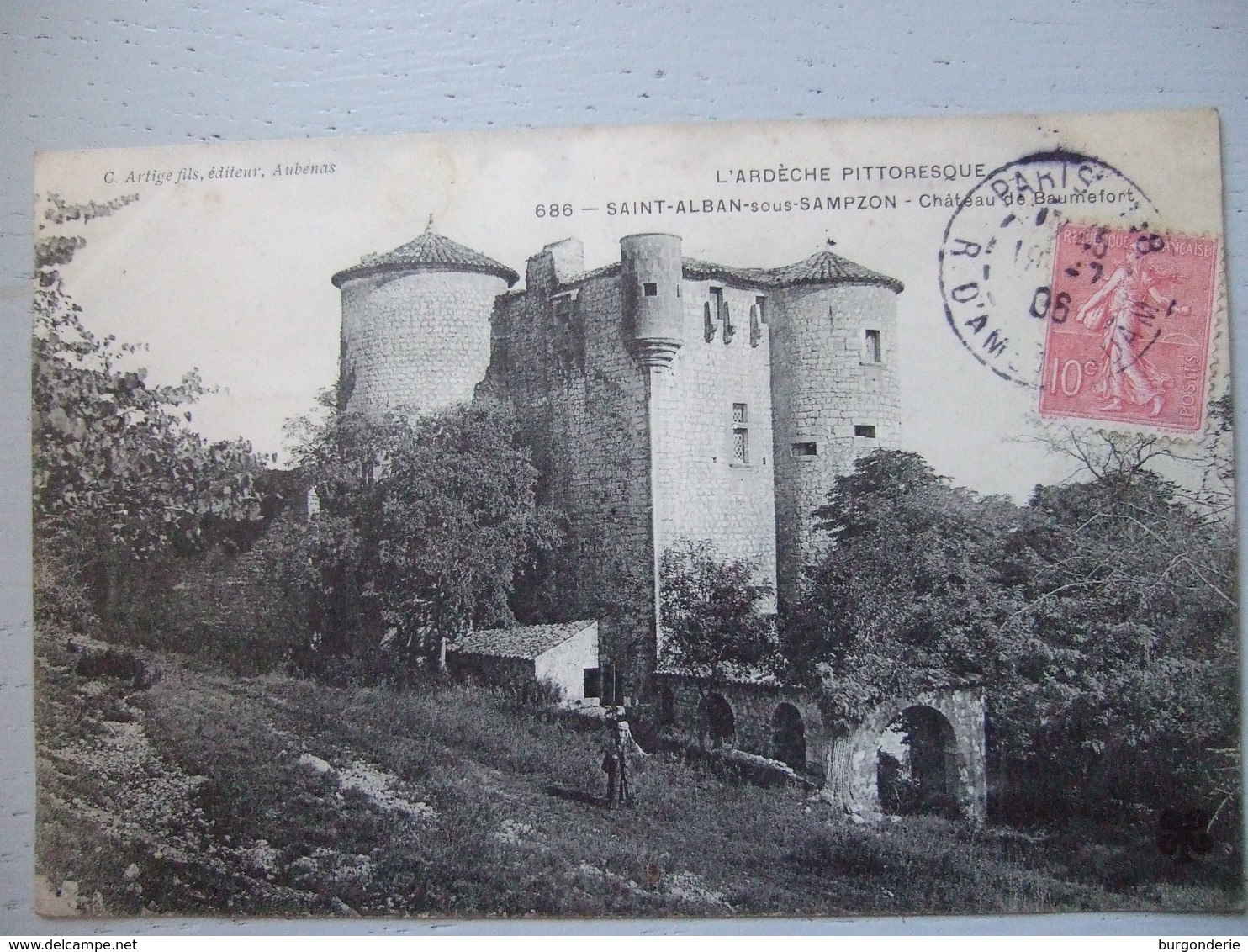 SAINT ALBAN SOUS SAMPZON / CHATEAU DE BAUMEFORT / BELLE CARTE / 1906 - Autres & Non Classés