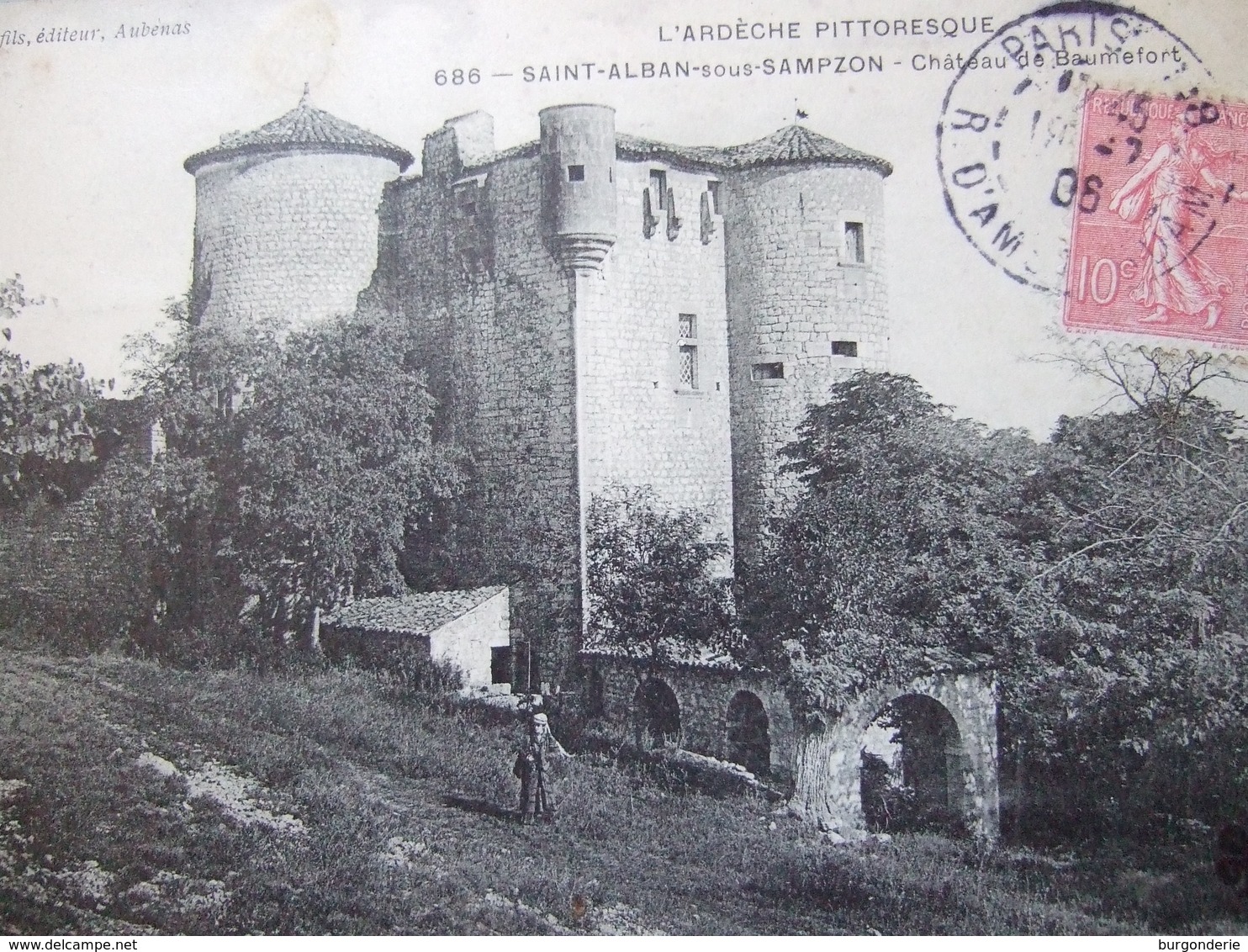 SAINT ALBAN SOUS SAMPZON / CHATEAU DE BAUMEFORT / BELLE CARTE / 1906 - Autres & Non Classés