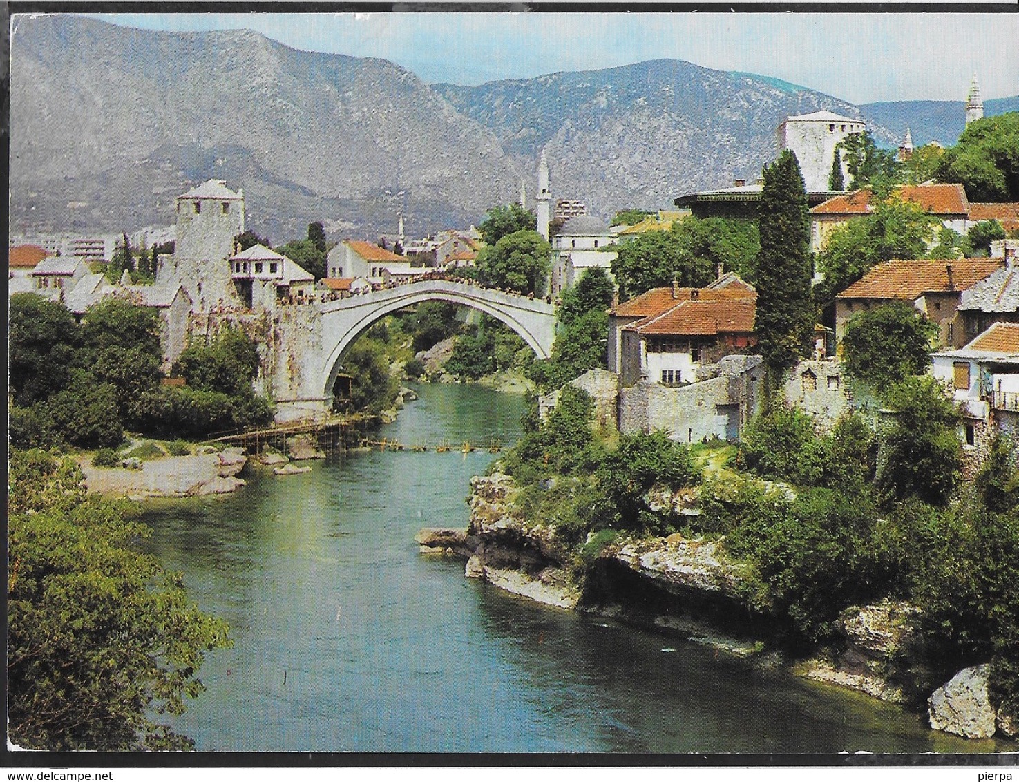 BOSNIA HERZEGOVINA - MOSTAR - EMISSIONE OLIMPIADE 1984 - IL PONTE - VIAGGIATA 1992 FRANCOBOLLO ASPORTATO - Bosnien-Herzegowina