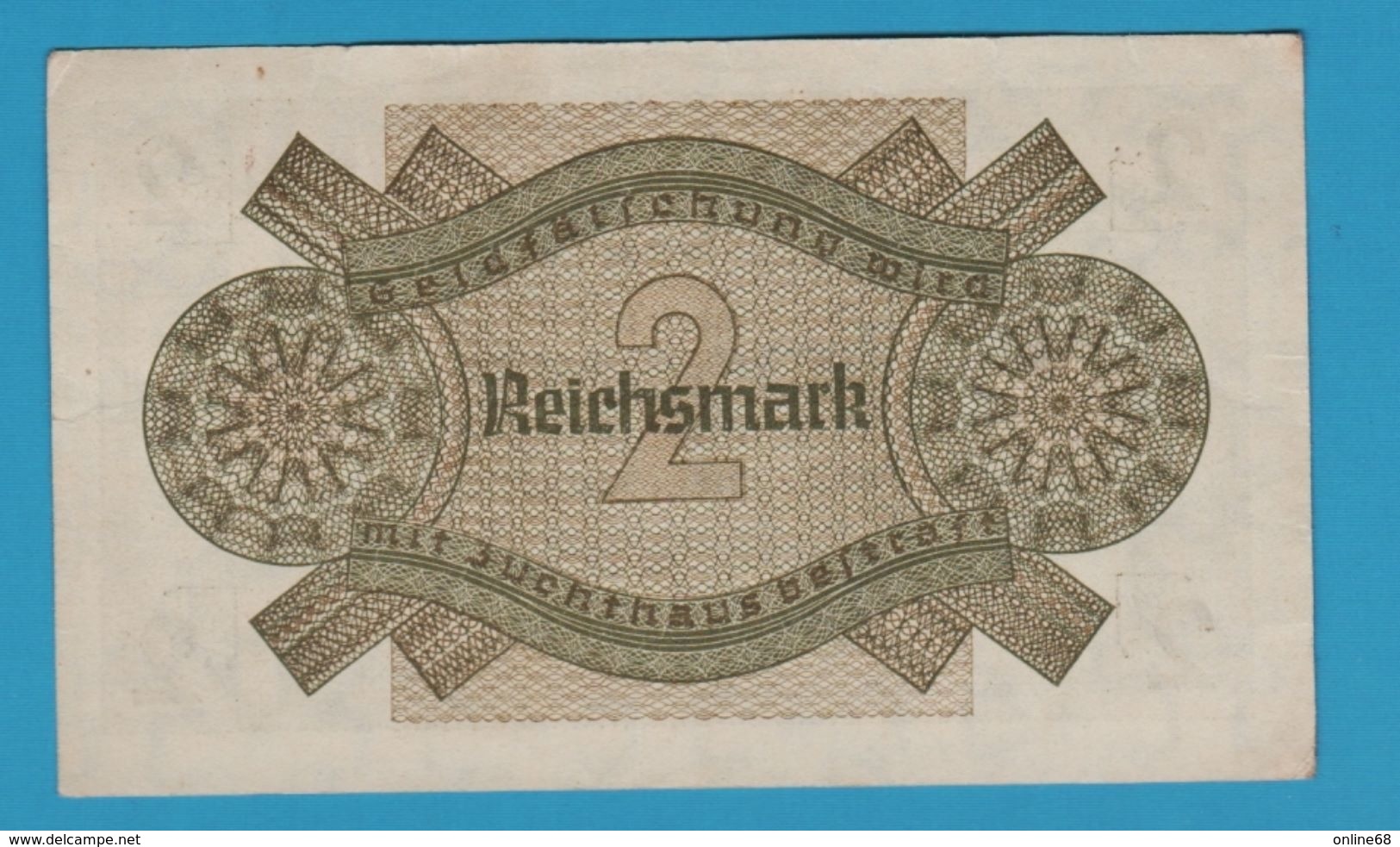 DEUTSCHES REICH 		2 Reichsmark  	(1940-1945)	No F.18357670	 P# R137b  8 Digit Serial # - Sonstige & Ohne Zuordnung