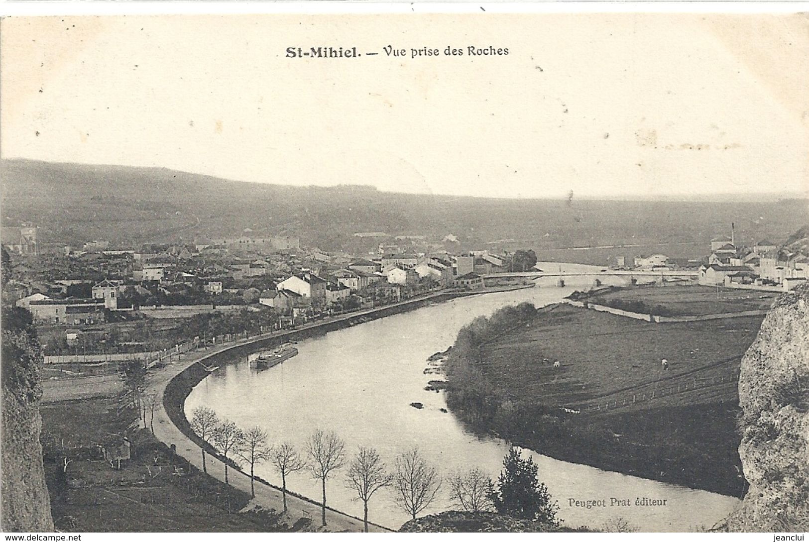 St-MIHIEL . VUE PRISE DES ROCHES . AFFR AU VERSO LE 26-9-1910 . 2 SCANES - Saint Mihiel