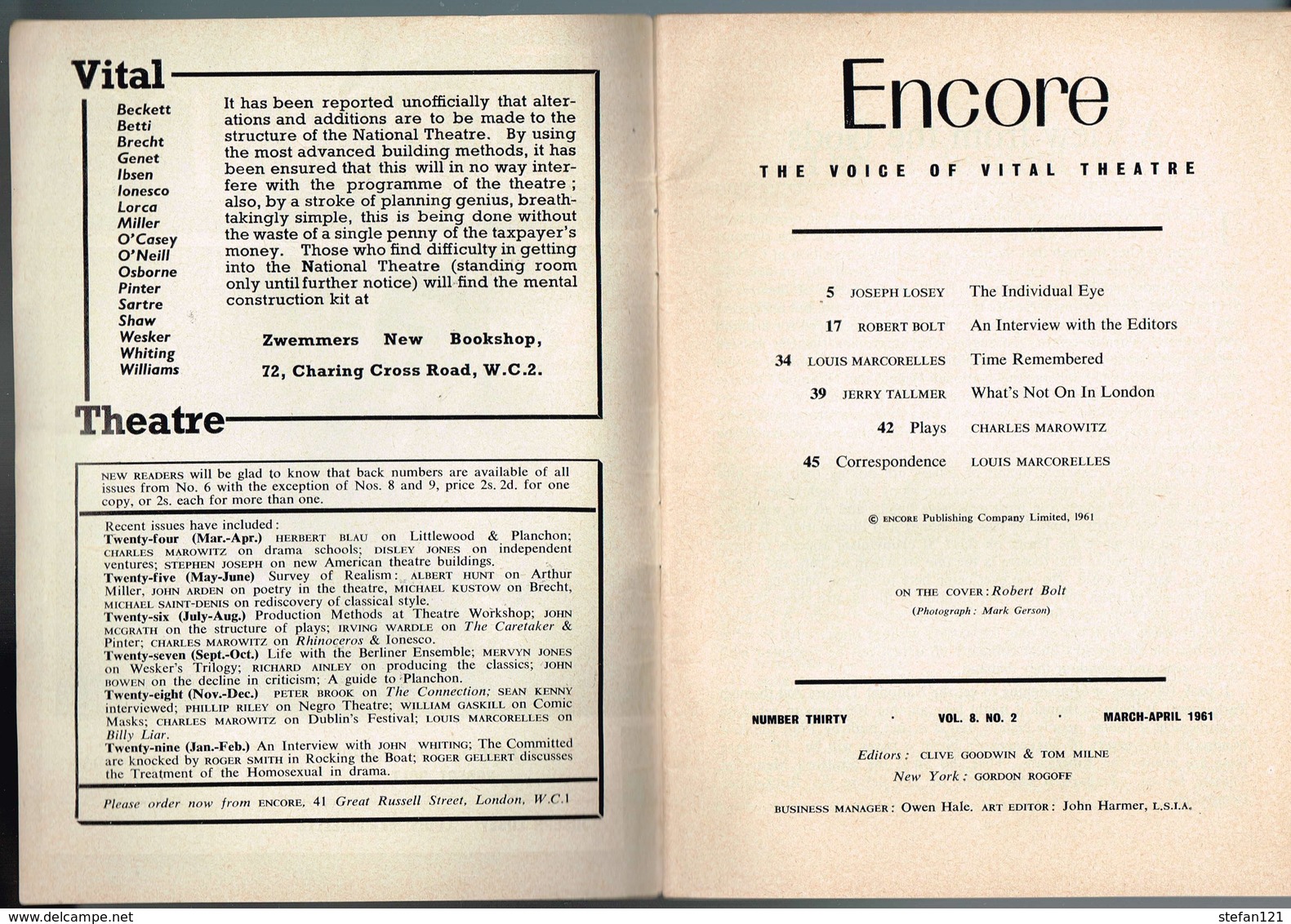 Encore - N° 2 - 1961 - Teaching Is For Schools Robert Bolt - Joseph Losey - 46 Pages 19,2 X 14 Cm - Autres & Non Classés