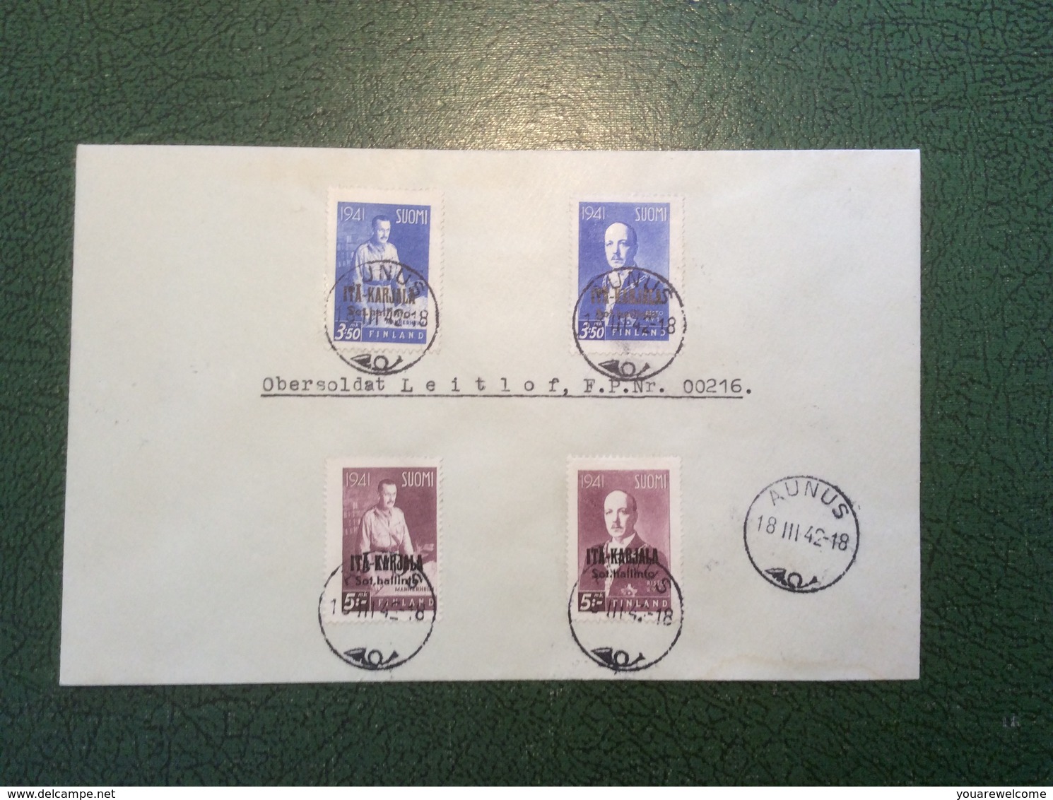 Finland KARJALA KARELIA 1942 Set AUNUS > Military Field Post Cover (1939-45 WW2 Russia Lettre Carélie Russie Finlande - Emissions Locales