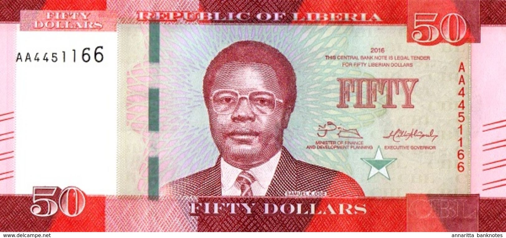 Liberia 50 Dollars 2016, UNC (P-34a, B-314a) - Liberia