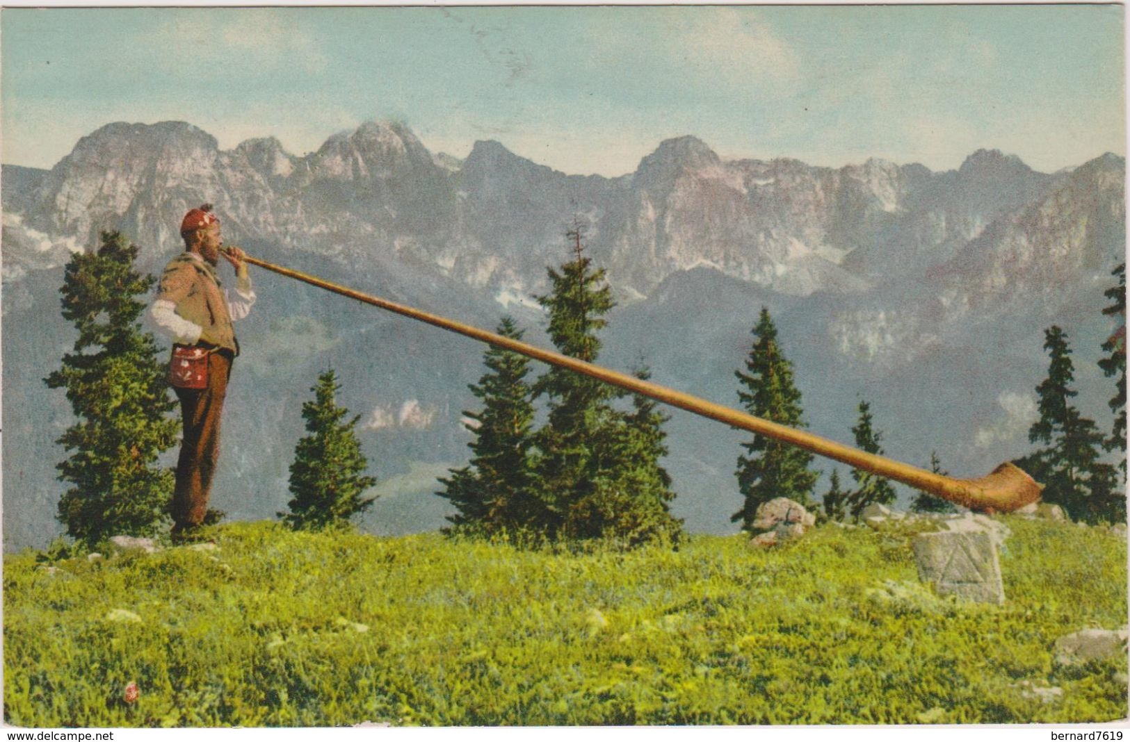 Suisse Joueur De Cor Des Alpes Alphornblaser - Horn
