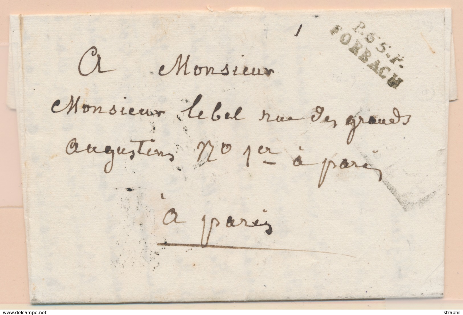 LAC P.55.P. FORBACH (1823) Pour Paris - TB - 1801-1848: Précurseurs XIX